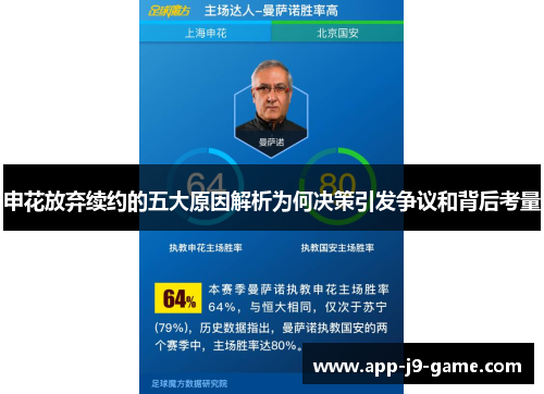 申花放弃续约的五大原因解析为何决策引发争议和背后考量