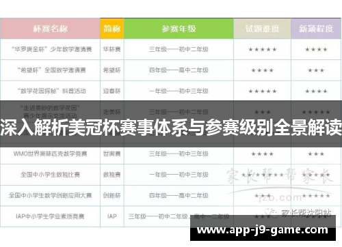 深入解析美冠杯赛事体系与参赛级别全景解读 深入解析美冠杯赛事体系与参赛级别全景解读